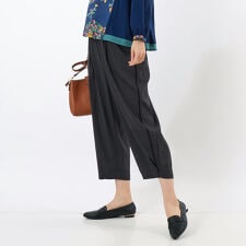 レーヨン麻ストレッチオーバルパンツ