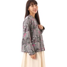 野花に咲く花柄ニットジャカードカーディガン | スーパーハッカ(SUPER 