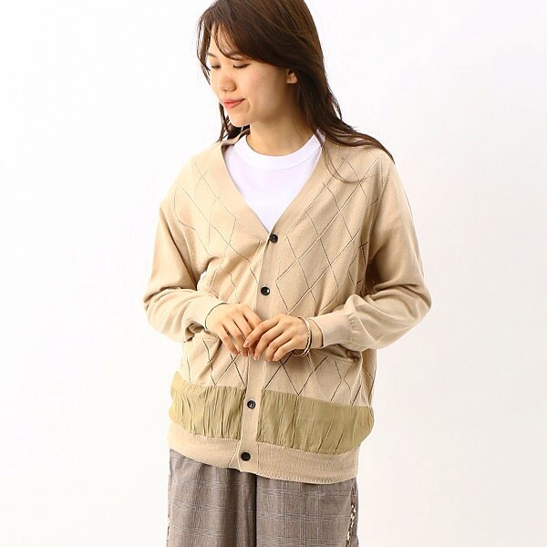 布帛ミックス×スーパーソフトコットンダイヤ編みニット 布帛ミックス×スーパーソフトコットンダイヤ編みニット