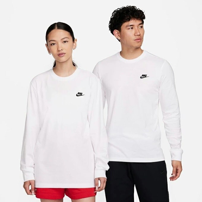 [}C]NIKE/M NSW CLUB TEE - LS/iCL X|[cEFA OX[u TVc/iCLiNIKEj 100 WHITE/(BLACK)