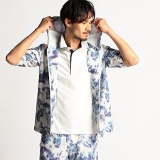 【NICOLE SPORTS】メッシュプリントハーフスリーブパーカー | ニコルクラブフォーメン(NICOLE CLUB FOR MEN)