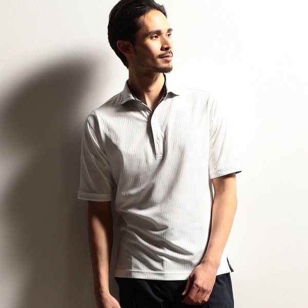 ニコルクラブフォーメン（NICOLE CLUB FOR MEN）/【24年モデルEC限定再販売】グラフィカルジャカードスキッパー半袖ポロシャツ 24年モデルEC限定再販売】グラフィカルジャカードスキッパー半袖