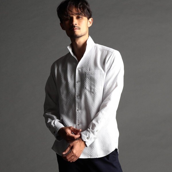 ニコルクラブフォーメン（NICOLE CLUB FOR MEN）/ドビーチェック スタンドカラーシャツ ドビーチェック スタンドカラーシャツ | ニコルクラブフォーメン