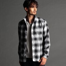 ニコルクラブフォーメン(NICOLE CLUB FOR MEN)のドビーチェック スタンドカラーシャツ