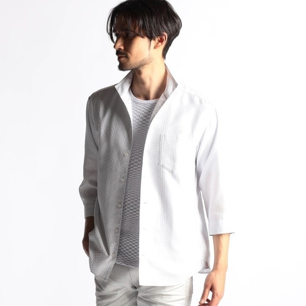 ハイメッシュストレッチ7分袖スタンドカラーシャツ | ニコル