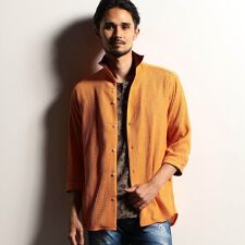 【RIELABO】シアーメッシュ 7分袖スタンドシャツ