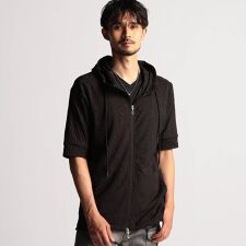 アラカルトリンクスジャカード5分袖フードパーカー | ニコルクラブフォーメン