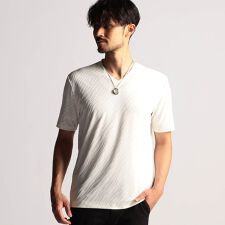 ニコルクラブフォーメン(NICOLE CLUB FOR MEN)のアラカルトリンクスジャカードVネック半袖プルオーバー