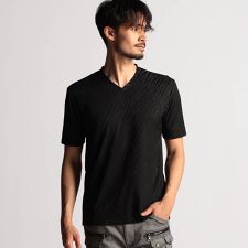 ニコルクラブフォーメン(NICOLE CLUB FOR MEN)のアラカルトリンクスジャカードVネック半袖プルオーバー