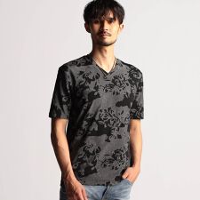 アラカルトリンクスジャカードVネック半袖プルオーバー