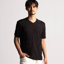 ニコルクラブフォーメン(NICOLE CLUB FOR MEN)のアラカルトリンクスジャカードVネック半袖プルオーバー