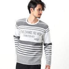 【NICOLE SPORTS】ロゴタックジャカードボーダーニット