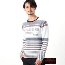 【NICOLE SPORTS】ロゴタックジャカードボーダーニット