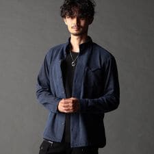 ニコルクラブフォーメン(NICOLE CLUB FOR MEN)の起毛ポンチ素材スタンドカラーシャツ