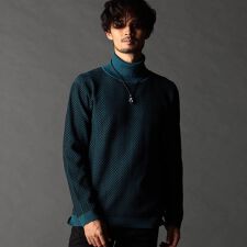 ニコルクラブフォーメン(NICOLE CLUB FOR MEN)のヘリンボーン タートルネックニット