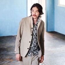 エステルクレープ スタンドカラーカヴァーオールジャケット