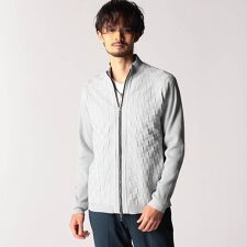 ブロックチェックニットブルゾン