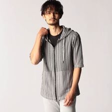 ラッセルレース5分袖フードパーカー