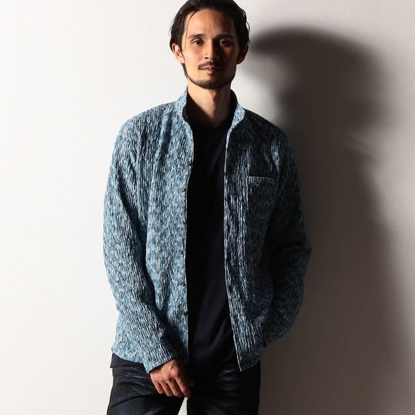 RIELABO】カスレプリント 7分袖スタンドカラーシャツ | ニコルクラブ