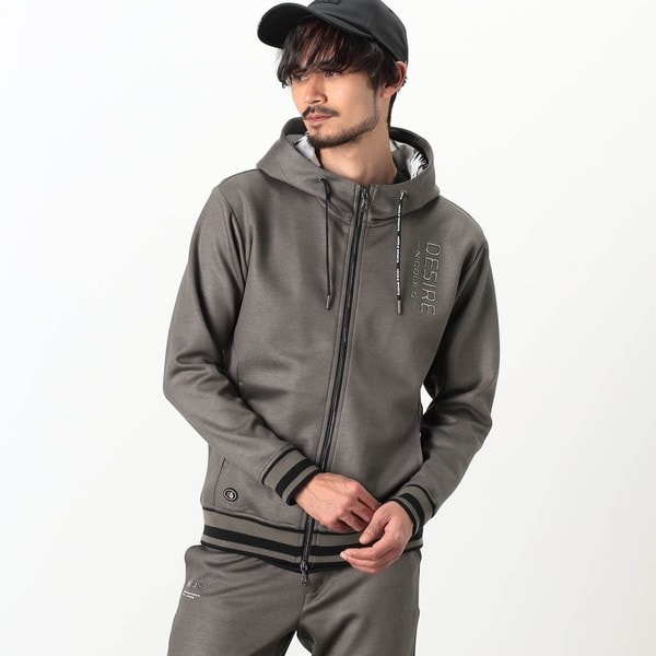 ストレッチ】レノマオム ランダムジャガード フルジップ 長袖パーカー