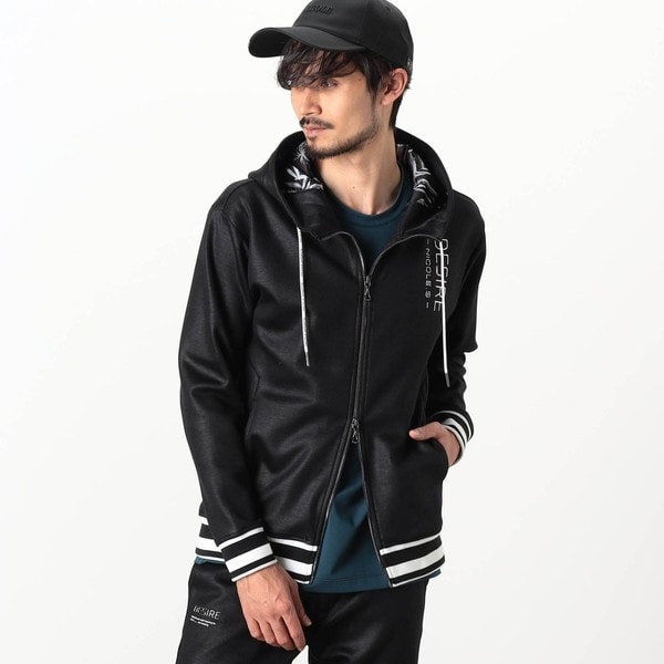 BLACK lab.】シャドーチェックロゴフーディー | ブラックレーベル