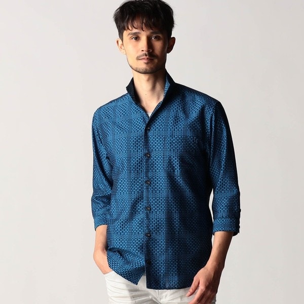 【NAVY】シアー レギュラーカラー チェックシャツ BEAUTY&YOUTH UNITED ARROWS - 【NAVY】シアー レギュラーカラー