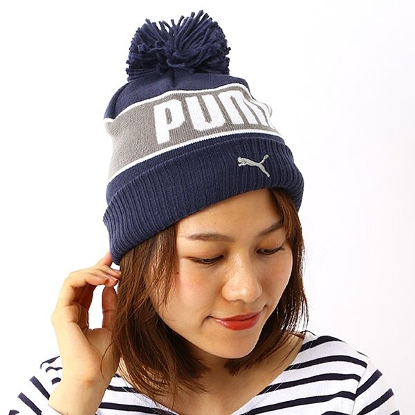 ami&puma ストライプ ニット帽・マフラーセット ユニセックスカジュアルビーニー（ ポン ビーニー） | プーマ(PUMA