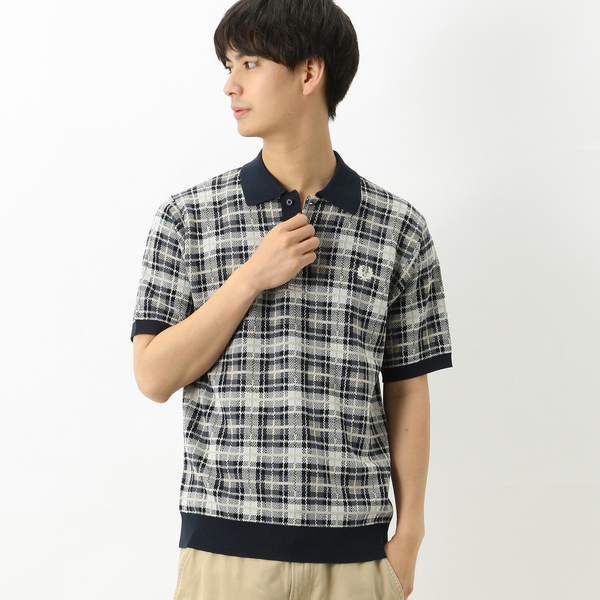 S21】PAPER KNITTED TARTAN ポロシャツ | フレッドペリー(FRED PERRY 