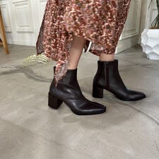 【23秋冬新作】ブロックヒール ショートブーツ