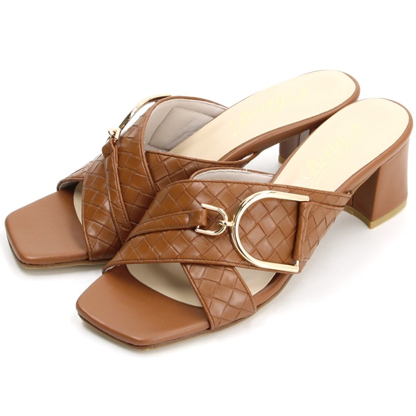 【24春夏新作】スクエアトゥ クロス ビット サンダル