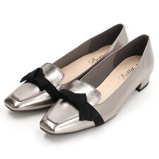 【25秋冬新作】アシンメトリーリボン スクエアトゥ パンプス