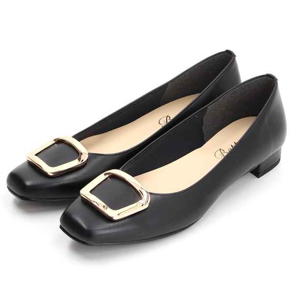 本革】GRACE AVENUE ストーンバックル フラットパンプス