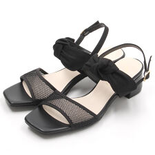 【25春夏新作】異素材コンビ リボン ストラップサンダル