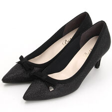 【25秋冬新作】ワンポイントリボン ポインテッドトゥ パンプス