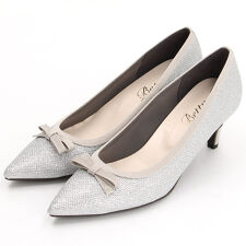 【25秋冬新作】ワンポイントリボン ポインテッドトゥ パンプス