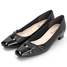 【25秋冬新作】つま先切り替え リボンパンプス