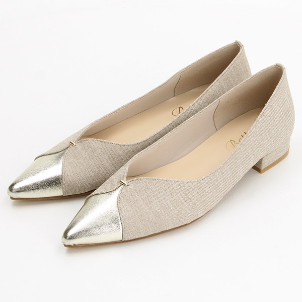 【26春夏新作】ポインテッドトゥ Vカット コンビパンプス