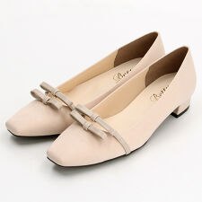 【26春夏新作】ダブルリボン スクエアトゥ パンプス