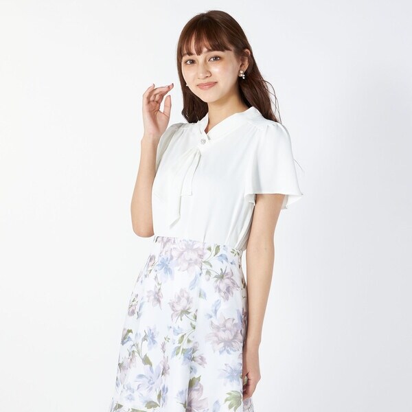 高質 フレアータイ半袖ブラウス | PASSE レッセパッセ(LAISSE シャツ+ブラウス(半袖+袖なし)