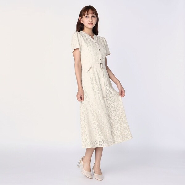 LAISSE PASSE レッセパッセ レース シャツ ワンピース 金ボタン