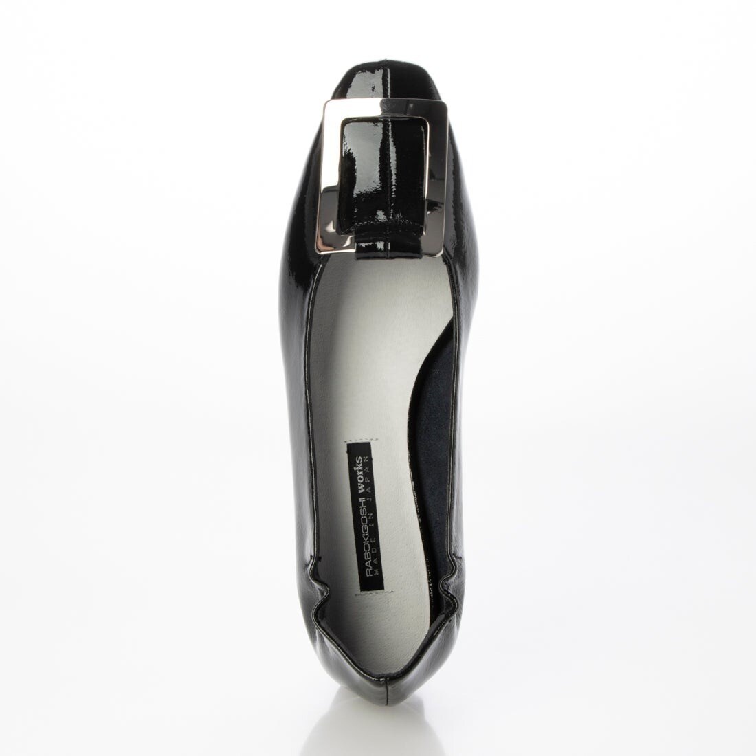 24春夏新作フラット本革スクエアトウバックル付きパンプス