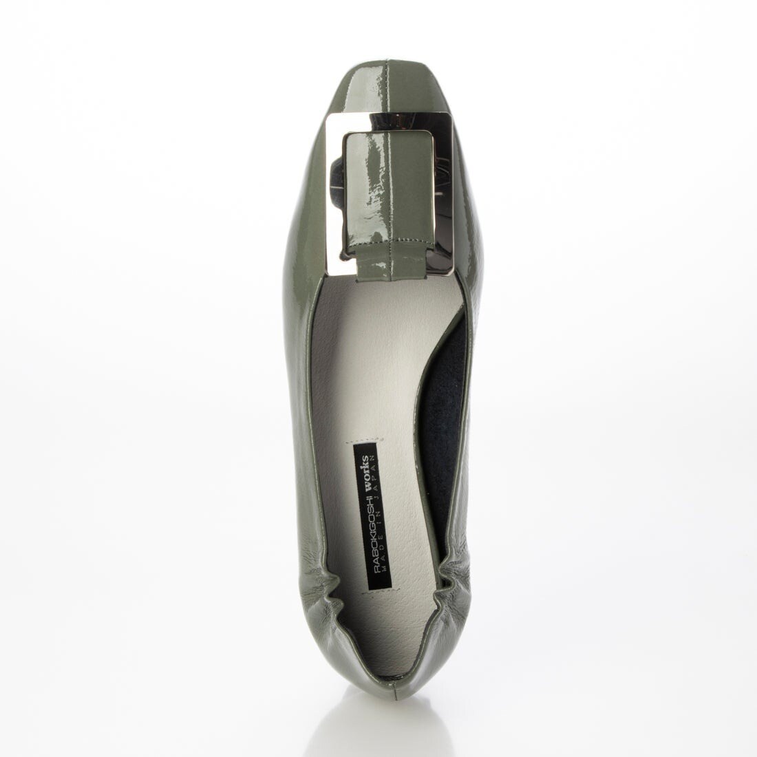 24春夏新作フラット本革スクエアトウバックル付きパンプス