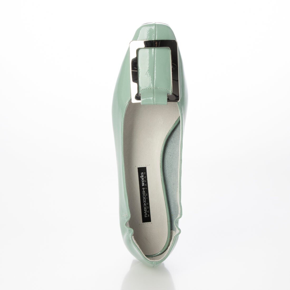 24春夏新作フラット本革スクエアトウバックル付きパンプス