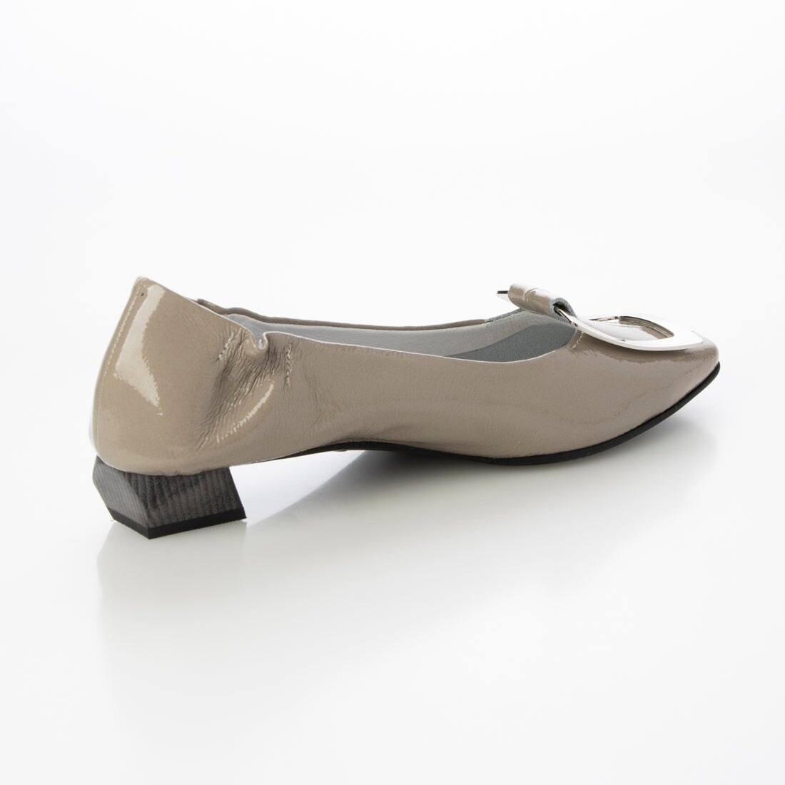 24春夏新作フラット本革スクエアトウバックル付きパンプス