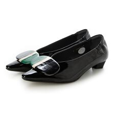 25秋冬新作2.5cmポインテッドトゥ本革モチーフ付きパンプス