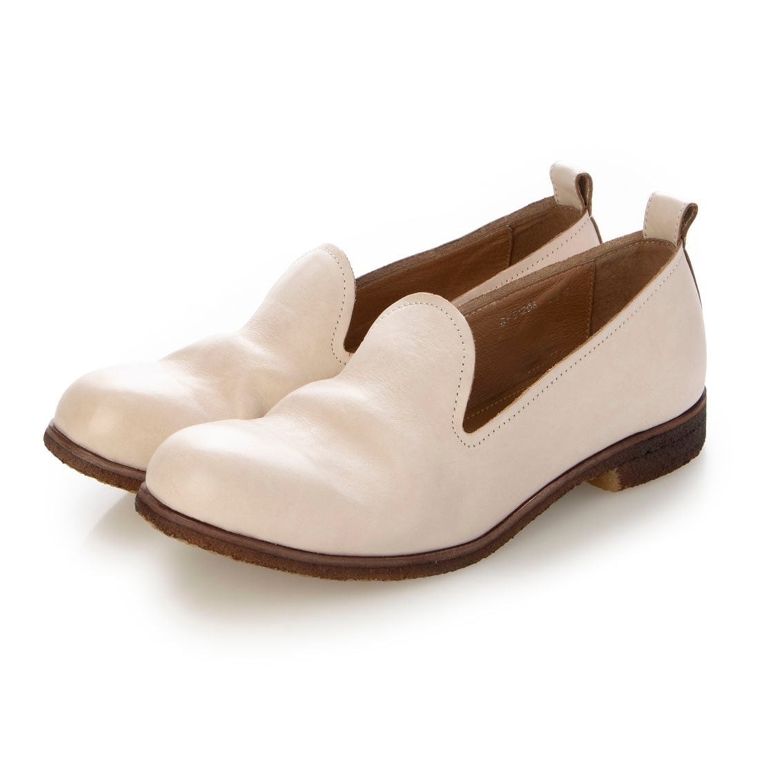 24秋冬新作クレープ本革ラウンドトウボロネーゼ製法スリッポンシューズ