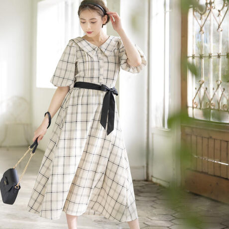 衿付きチェックワンピース 美人百花４月号掲載 ミッシュマッシュ Misch Masch ファッション通販 マルイウェブチャネル