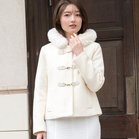 タグ付き未使用品 ミッシュマッシュ ビジュー付きラビットファーコート  