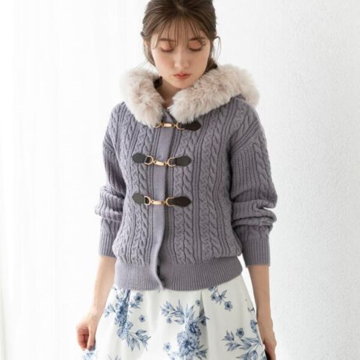 MISCH MASCH - （新品）ミッシュマッシュ　フードファー1ビットケーブルカーディガン MISCH MASCH - （新品）ミッシュマッシュ フードファー1ビット
