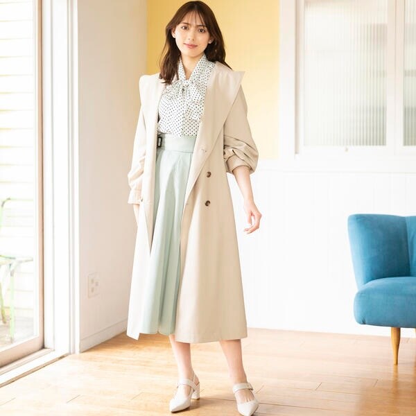 ミッシュマッシュケープトレンチコートベージュMサイズ